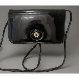 Vintage Ande Patent Black Leather Purse Gold Trim Shoulder/crossbody Vintage Bag
